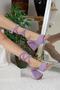 Lilac Towel Sandals - Flexible, Soft, High Heels, Ankle Lace-Up Women's Shoes 132 - 3