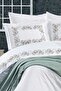 8-Piece Luna Double Cotton Aqua Green Duvet Cover Set with Elastic Sheets, Embroidery and Pique - 2