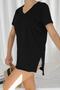 Women's V-Neck Short Sleeve Slit Casual Tshirt Blz1083
