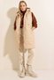 5140 Hooded Long Puffer Vest - Beige - 6