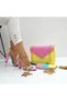 Women's Bonibon Transparent Striped Heeled Shoes Envelope Bag Wallet Set - 5