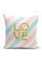 Gold Detailed Love Written Digital Printed Modern Pillow Case on White Background