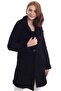 Women's Black Pocket Lined Plush Boucle Coat - 2