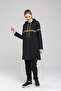 Women's Glitter Striped Black Hooded Tracksuit Set