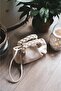 Women's Cream Knitted Handle Soft Leather Shoulder Bag - 4