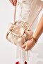 Women's Cream Knitted Handle Soft Leather Shoulder Bag - 2