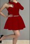Red Scuba Fabric Chain Detail Mini Evening Dress and Graduation Dress 685 582094 - 2