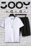 White Oversize Tshirt and Combed Cotton Shorts Set