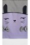 Lilac Kitten Patterned Bow Short Sleeve Girl's Summer Dress