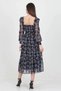 Black Women's Black Elastic Square Collar Patterned Chiffon Dress Nb100361 - 5