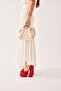 Women's Cream Knitted Handle Soft Leather Shoulder Bag - 3