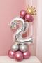Number Balloon Welcome Set 2 Years Old Shiny Rose Gold Silver Colors 2 Number Balloon with Gold Crown