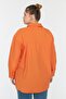 Turuncu Loose Fit Pamuklu Uzun Kol Büyük Beden Dokuma Gömlek TBBSS22GO0323 - 6