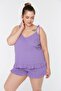 Lila Askılı Örme Fırfır Detaylı Şortlu Pijama Takımı TBBSS22PT0564 - 2