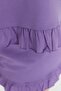 Lila Askılı Örme Fırfır Detaylı Şortlu Pijama Takımı TBBSS22PT0564 - 4