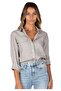 Women's Gray Relax Fit Linen Shirt - 3