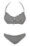 طقم بيكيني بدون حمالات Underwire غير مدعوم، مخطط باللون الأسود والأبيض - 2