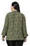 Plus Size Ruffled Drop Collar Sleeve Mouth Gipped Small Floral Green Blouse - 3