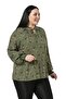 Plus Size Ruffled Drop Collar Sleeve Mouth Gipped Small Floral Green Blouse - 4