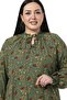 Plus Size Ruffled Drop Collar Sleeve Mouth Gipped Small Floral Green Blouse - 6