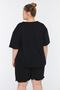 Siyah Oversize Fit Balık Baskılı %100 Pamuk Örme Büyük Beden T-Shirt TBBSS22TS2121 - 5