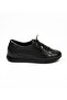 Women's Genuine Leather Orthopedic Sole Rubber Laced Stretchable Black Casual Shoes - 2