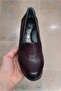 Women's Genuine Leather Orthopedic Padding Sole Claret Red Shoes with Elastic Sides - 5