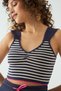 Beige gestreiftes Crop Top Damen - 3