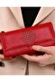Red Genuine Leather Wallet with Flowers of Life