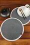 2-Piece Striped Grey Washable Placemat Set , 100% Cotton Woven Rope Serving Tray