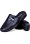 Men's Black Embroidered Groom Dowry Leather Home Slippers