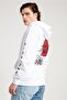 Men's White Dragon Printed White Oversize Sweatshirt