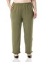Linen Aerobin Khaki Trousers - Plus Size, Elastic Waist, Pocket and Slit Leg