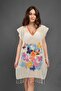 Colorful Butterflies Pattern 100% Cotton V-Neck Pareo / Beach Dress