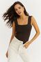 Woman's Brown Square Neck Knit Blouse YV80 - 4