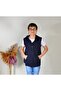 Unisex Kids Navy Blue Zippered Hooded 2 Thread Combed Cotton Vest - 3