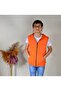 Unisex Children's Orange Zippered (Hoodless) 2-Strand Combed Cotton Vest - 2