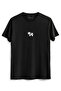 Unisex Animal Cow Picture Digital Printed Black T-shirt