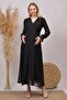 Women's Black Double Breasted Collar Baby Shower Chiffon Maternity Dress Hml003 - 3