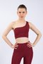Straight Claret Red Women's Crop One Shoulder Sports Bustier