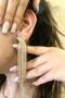 Women's Stone Gold Color Long Top Model Dangle Earrings - 3