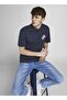 12205878_jorflows Tee Ss Crew Neck Crew Neck Relaxed Printed Navy Blue Men's T-shir