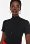 Black Zippered Fitted High Collar Ribbed Stretchy Knitted Blouse TWOSS22BZ0679 - 4
