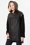 Leather - Knitted Detailed Hooded Genuine Leather Coat - 5