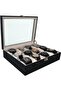 Watch Box 12-Piece Patent Leather Black Interior White