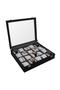 Navy blue watch box with 20 compartments, gray interior