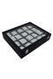Navy blue watch box with 20 compartments, gray interior - 3