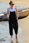 Women's Black Strappy Loose Cut Tank Top ALC-X4367