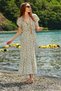 Women's Mint Floral Print Double-Breasted Maxi Dress ALC-X4373 - 2