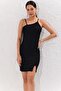 Women's Black Cross Collar Camisole Dress Yİ1813 - 2